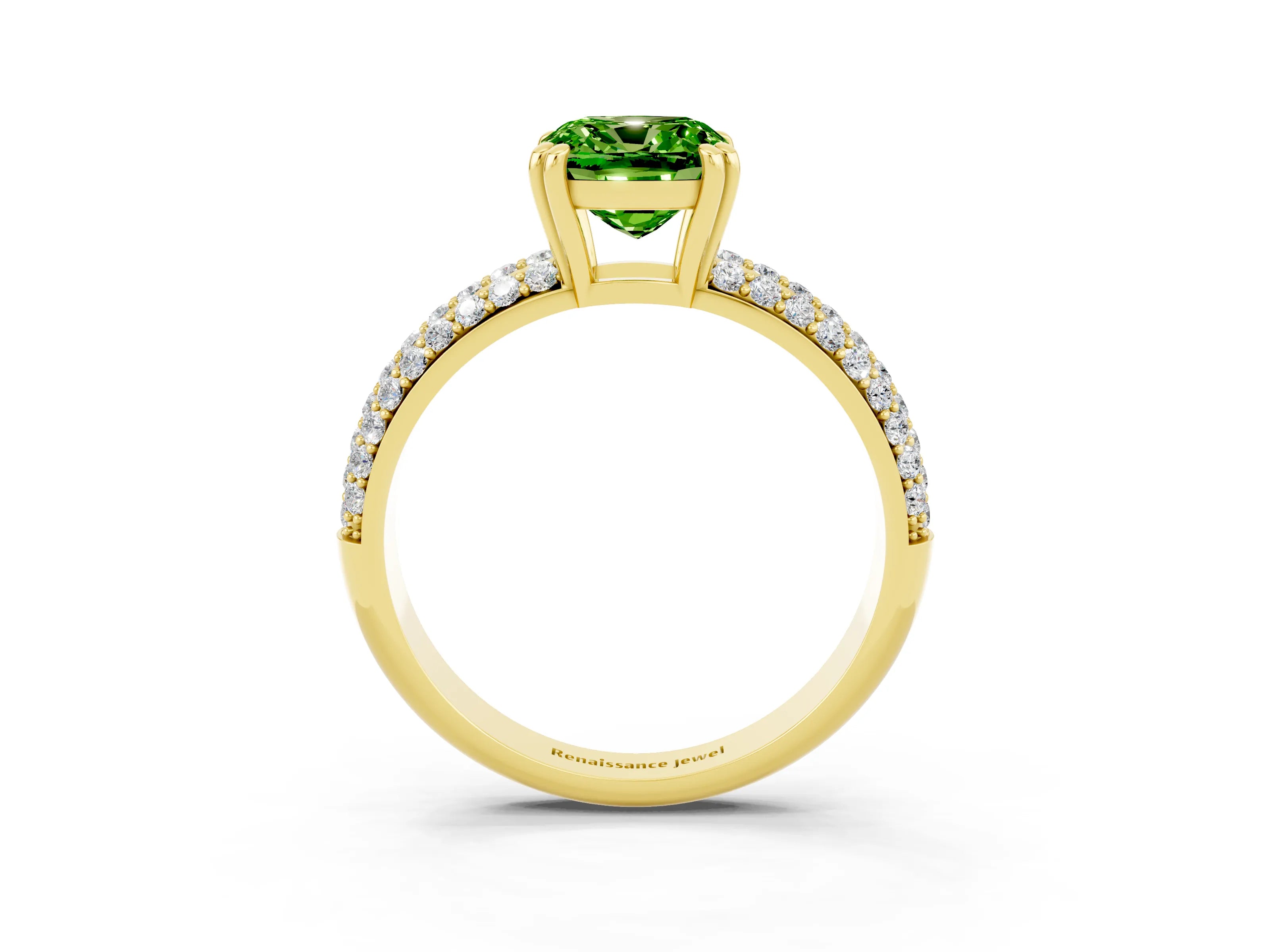 Yellow gold Cushion Cut Cut Diamond Milgrain Marquise Band with Prong Setting_3