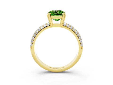 Yellow gold Cushion Cut Cut Diamond Milgrain Marquise Band with Prong Setting_3