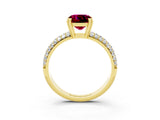 Yellow gold Cushion Cut Cut Diamond Milgrain Marquise Band with Prong Setting_3