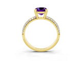 Yellow gold Cushion Cut Cut Diamond Milgrain Marquise Band with Prong Setting_3