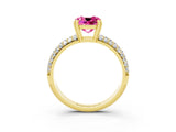Yellow gold Cushion Cut Cut Diamond Milgrain Marquise Band with Prong Setting_3