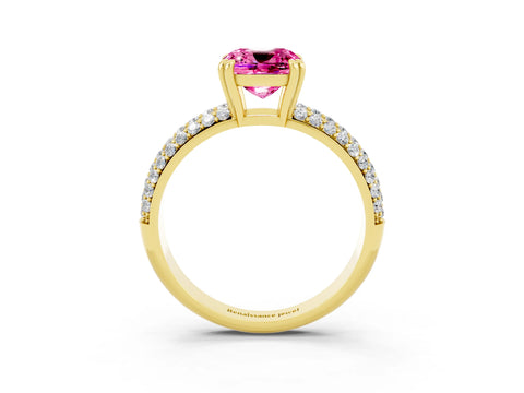 Yellow gold Cushion Cut Cut Diamond Milgrain Marquise Band with Prong Setting_3