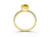 Yellow gold Cushion Cut Cut Diamond Milgrain Marquise Band with Prong Setting_3