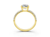 Yellow gold Cushion Cut Cut Diamond Milgrain Marquise Band with Prong Setting_3