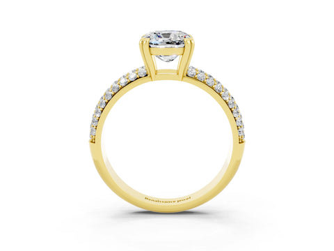 Yellow gold Cushion Cut Cut Diamond Milgrain Marquise Band with Prong Setting_3