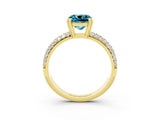 Yellow gold Cushion Cut Cut Diamond Milgrain Marquise Band with Prong Setting_3