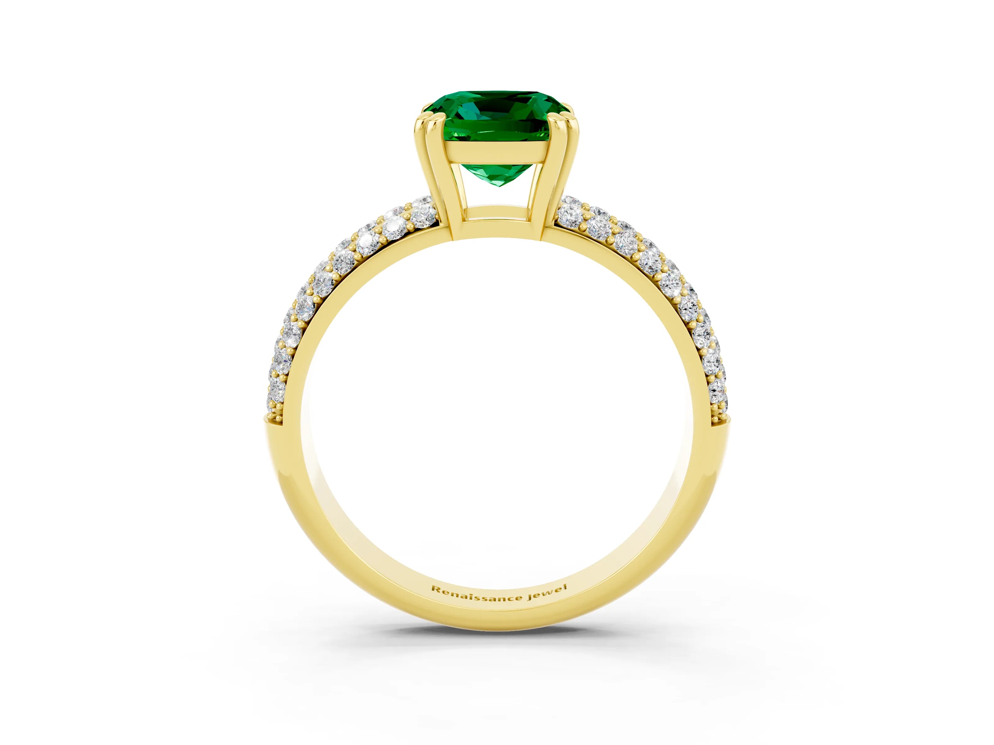 Yellow gold Cushion Cut Cut Diamond Milgrain Marquise Band with Prong Setting_3