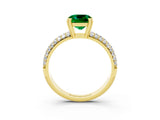 Yellow gold Cushion Cut Cut Diamond Milgrain Marquise Band with Prong Setting_3