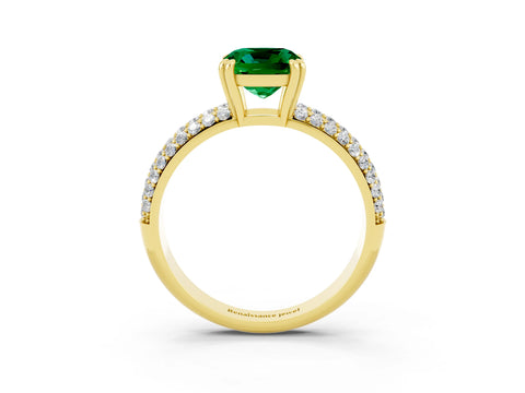 Yellow gold Cushion Cut Cut Diamond Milgrain Marquise Band with Prong Setting_3