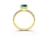 Yellow gold Cushion Cut Cut Diamond Milgrain Marquise Band with Prong Setting_3