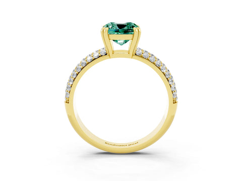 Yellow gold Cushion Cut Cut Diamond Milgrain Marquise Band with Prong Setting_3