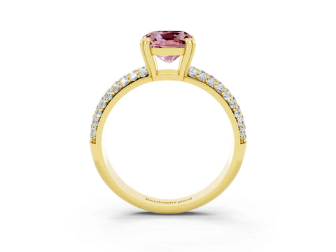 Yellow gold Cushion Cut Cut Diamond Milgrain Marquise Band with Prong Setting_3