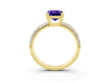 Yellow gold Cushion Cut Cut Diamond Milgrain Marquise Band with Prong Setting_3