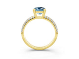Yellow gold Cushion Cut Cut Diamond Milgrain Marquise Band with Prong Setting_3