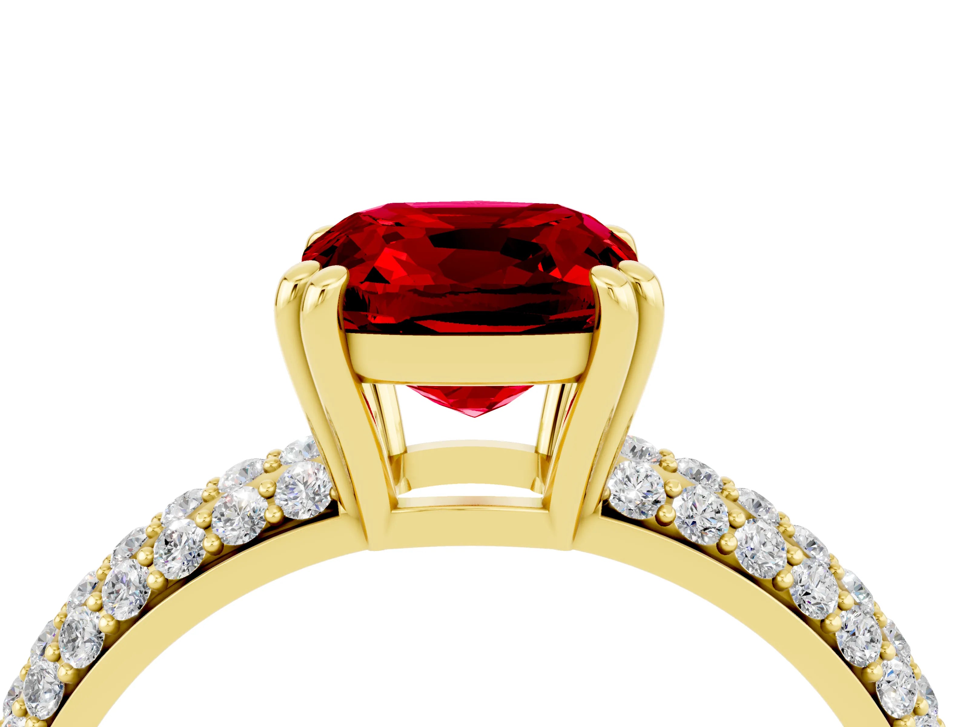 Yellow gold Cushion Cut Cut Diamond Milgrain Marquise Band with Prong Setting_4