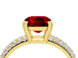 Yellow gold Cushion Cut Cut Diamond Milgrain Marquise Band with Prong Setting_4