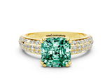 Yellow gold Cushion Cut Cut Diamond Milgrain Marquise Band with Prong Setting