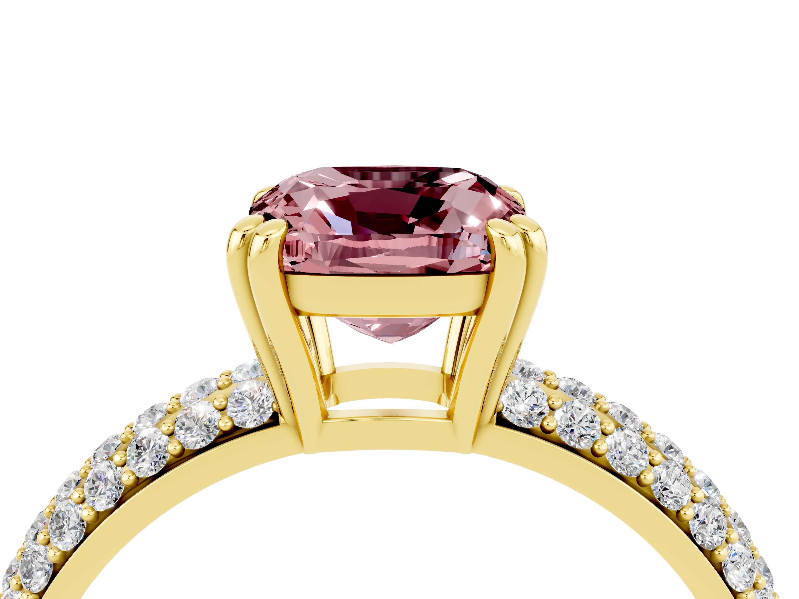 Yellow gold Cushion Cut Cut Diamond Milgrain Marquise Band with Prong Setting_4