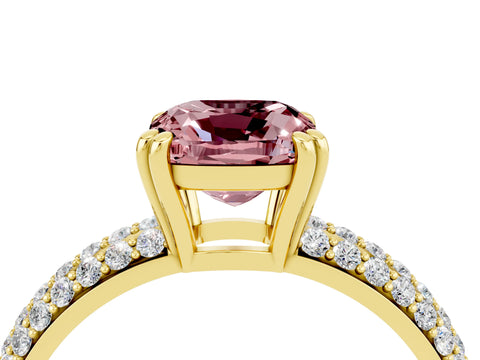Yellow gold Cushion Cut Cut Diamond Milgrain Marquise Band with Prong Setting_4