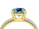 Yellow gold Cushion Cut Cut Diamond Milgrain Marquise Band with Prong Setting_4