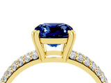 Yellow gold Cushion Cut Cut Diamond Milgrain Marquise Band with Prong Setting_4