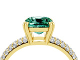 Yellow gold Cushion Cut Cut Diamond Milgrain Marquise Band with Prong Setting_4