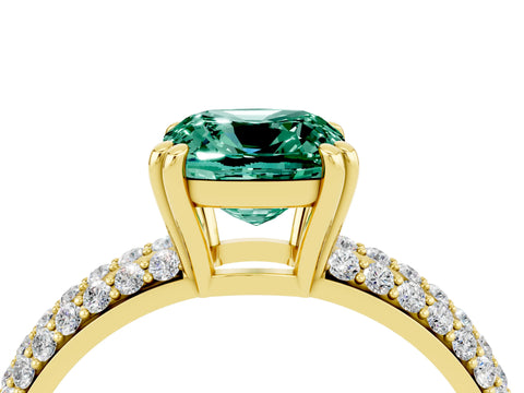Yellow gold Cushion Cut Cut Diamond Milgrain Marquise Band with Prong Setting_4