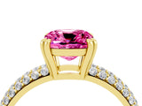 Yellow gold Cushion Cut Cut Diamond Milgrain Marquise Band with Prong Setting_4