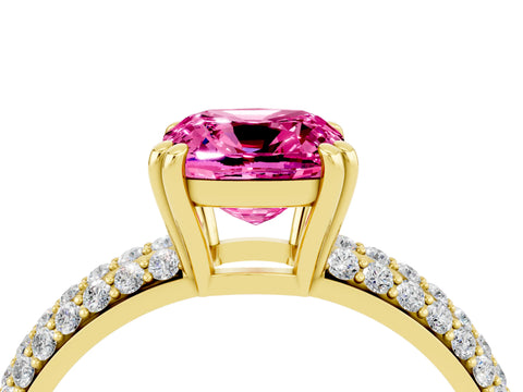 Yellow gold Cushion Cut Cut Diamond Milgrain Marquise Band with Prong Setting_4