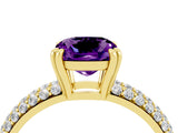 Yellow gold Cushion Cut Cut Diamond Milgrain Marquise Band with Prong Setting_4