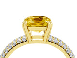 Yellow gold Cushion Cut Cut Diamond Milgrain Marquise Band with Prong Setting_4
