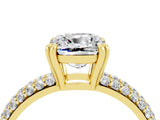 Yellow gold Cushion Cut Cut Diamond Milgrain Marquise Band with Prong Setting_4