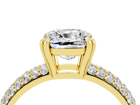 Yellow gold Cushion Cut Cut Diamond Milgrain Marquise Band with Prong Setting_4