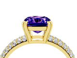 Yellow gold Cushion Cut Cut Diamond Milgrain Marquise Band with Prong Setting_4