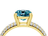 Yellow gold Cushion Cut Cut Diamond Milgrain Marquise Band with Prong Setting_4