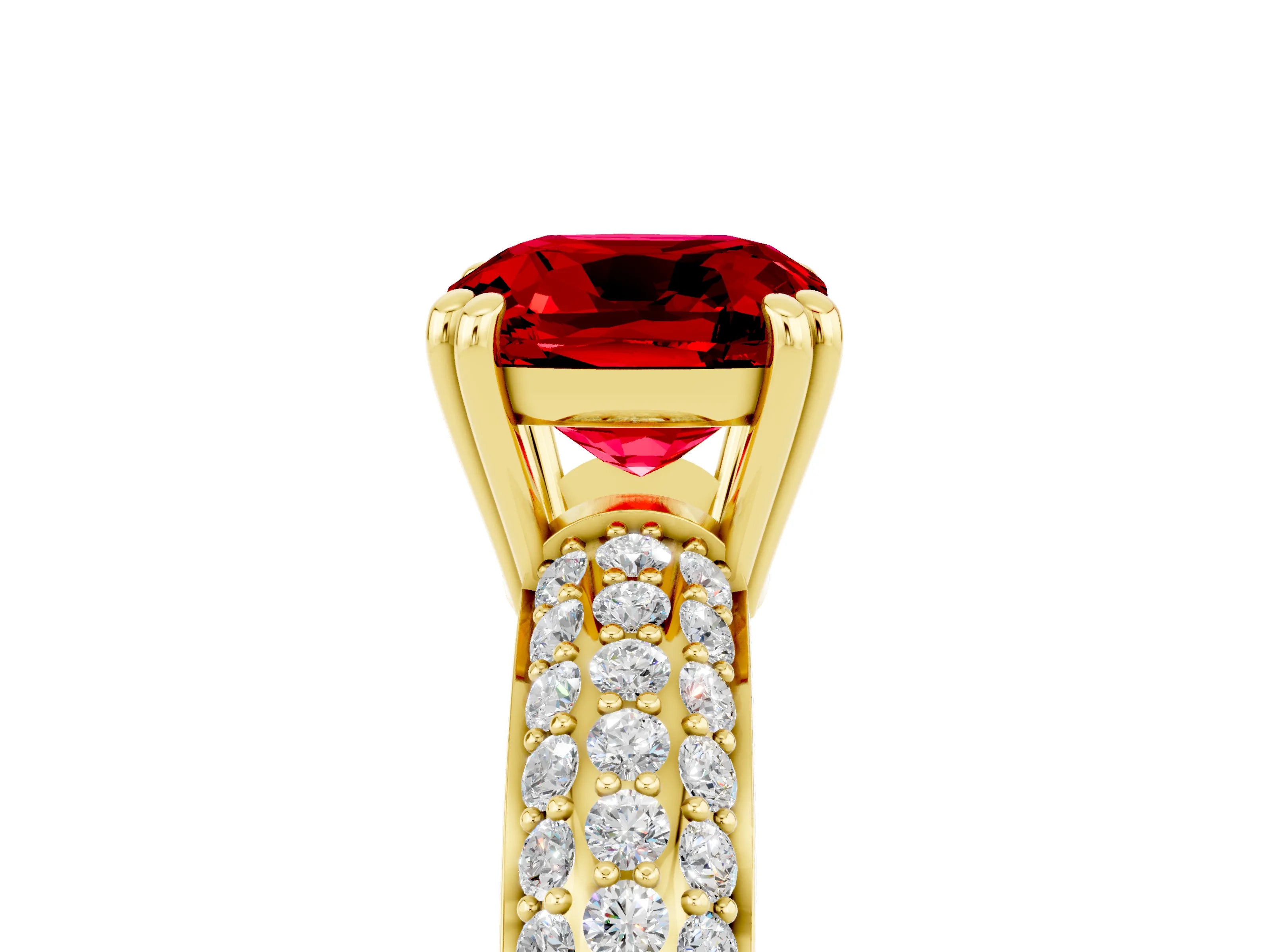 Yellow gold Cushion Cut Cut Diamond Milgrain Marquise Band with Prong Setting_5