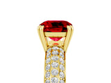 Yellow gold Cushion Cut Cut Diamond Milgrain Marquise Band with Prong Setting_5