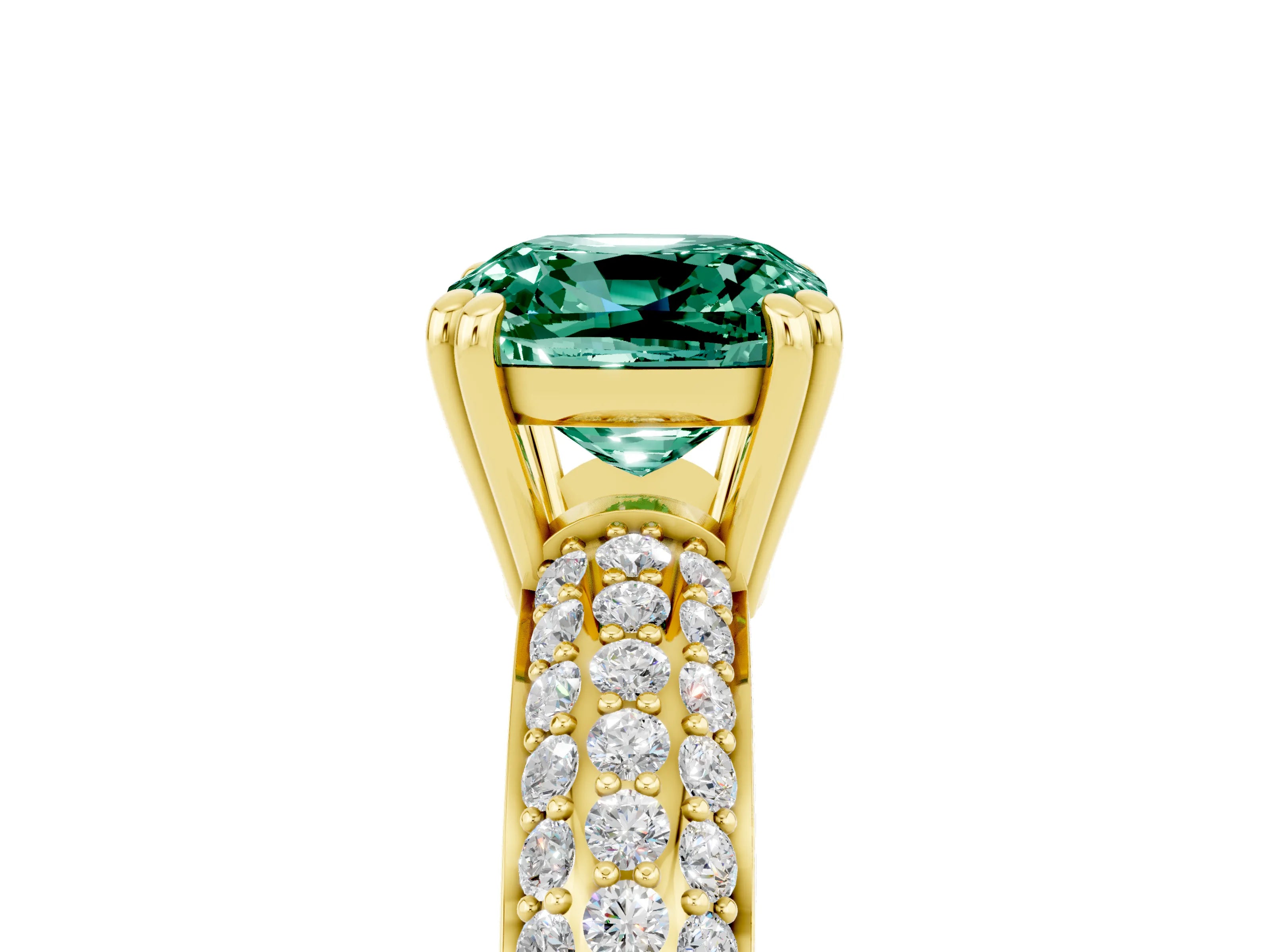 Yellow gold Cushion Cut Cut Diamond Milgrain Marquise Band with Prong Setting_5