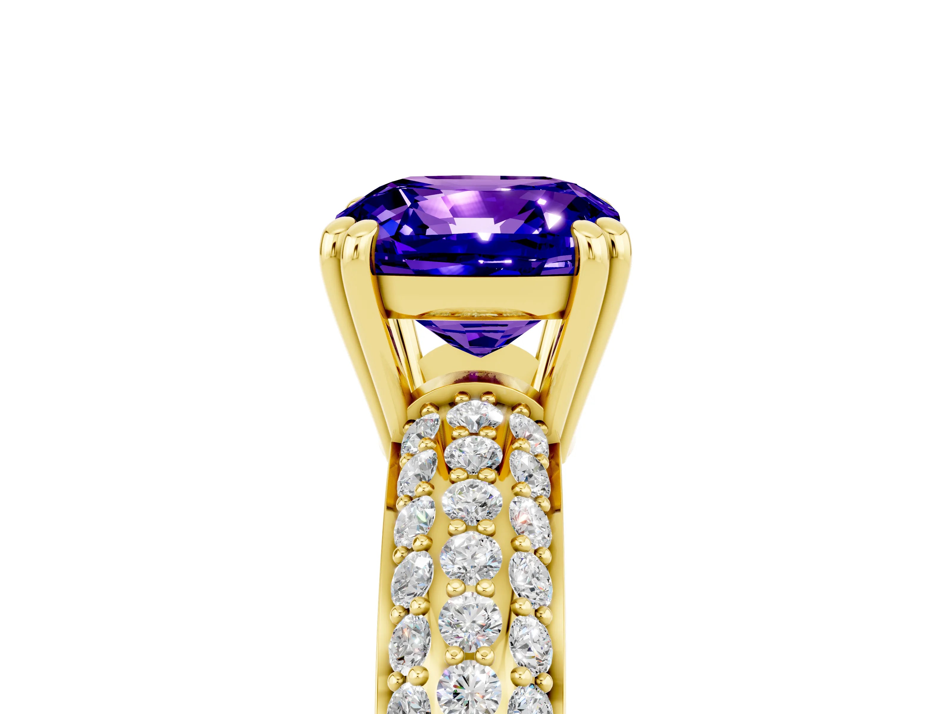 Yellow gold Cushion Cut Cut Diamond Milgrain Marquise Band with Prong Setting_5
