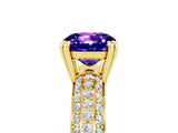 Yellow gold Cushion Cut Cut Diamond Milgrain Marquise Band with Prong Setting_5