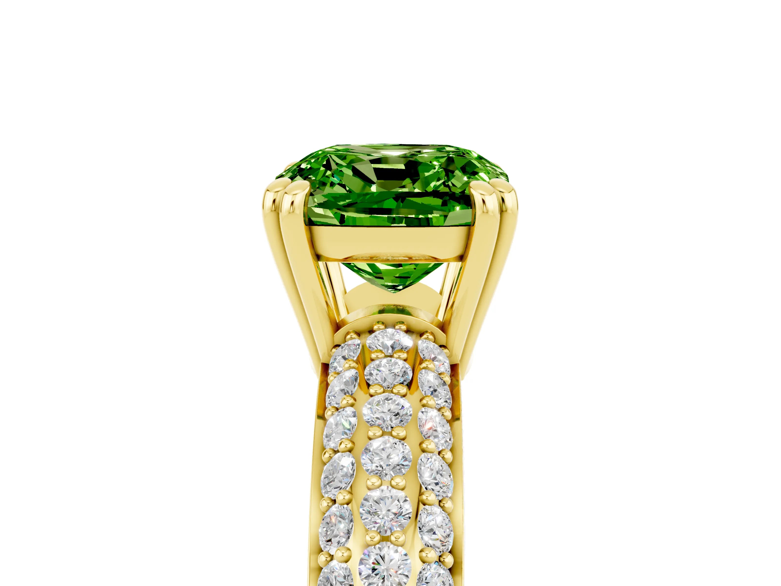 Yellow gold Cushion Cut Cut Diamond Milgrain Marquise Band with Prong Setting_5