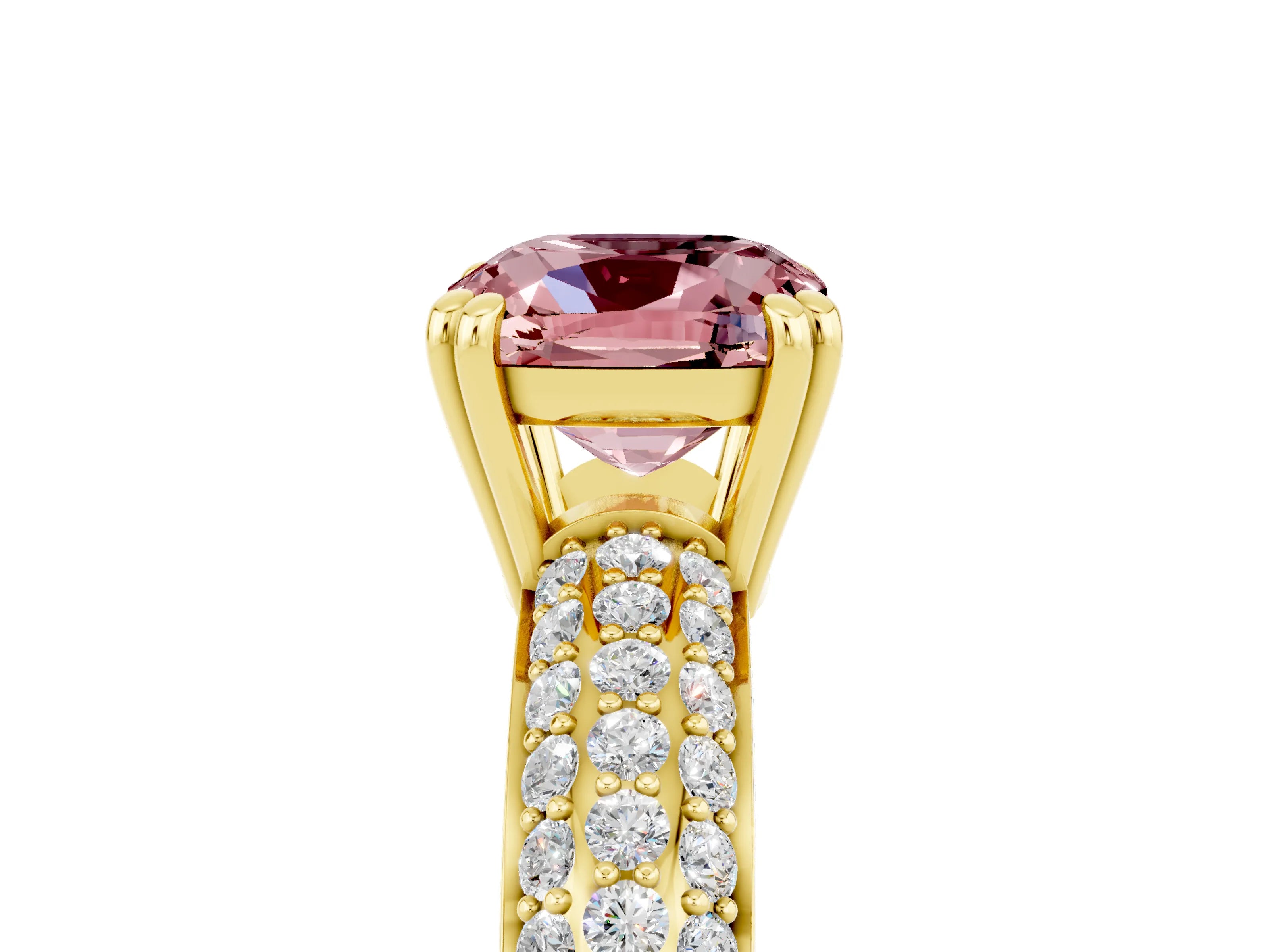 Yellow gold Cushion Cut Cut Diamond Milgrain Marquise Band with Prong Setting_5