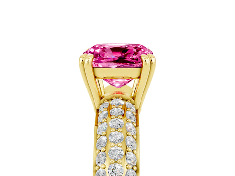 Yellow gold Cushion Cut Cut Diamond Milgrain Marquise Band with Prong Setting_5