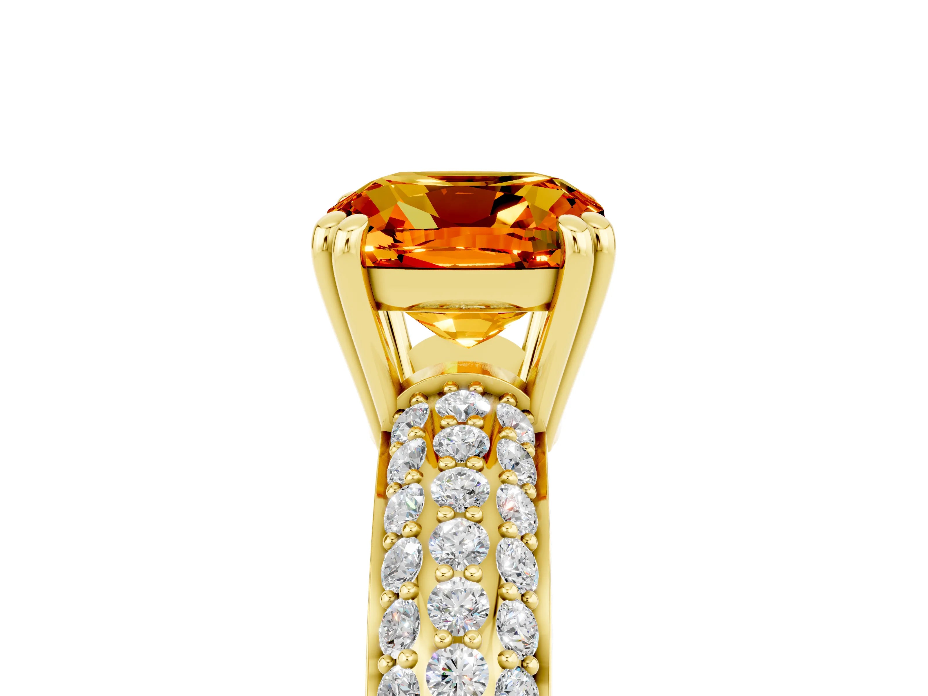 Yellow gold Cushion Cut Cut Diamond Milgrain Marquise Band with Prong Setting_5