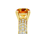 Yellow gold Cushion Cut Cut Diamond Milgrain Marquise Band with Prong Setting_5