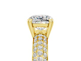 Yellow gold Cushion Cut Cut Diamond Milgrain Marquise Band with Prong Setting_5