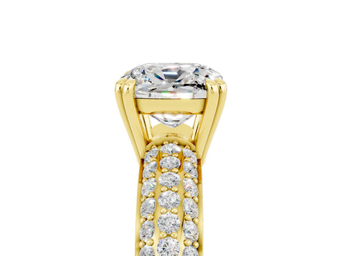 Yellow gold Cushion Cut Cut Diamond Milgrain Marquise Band with Prong Setting_5