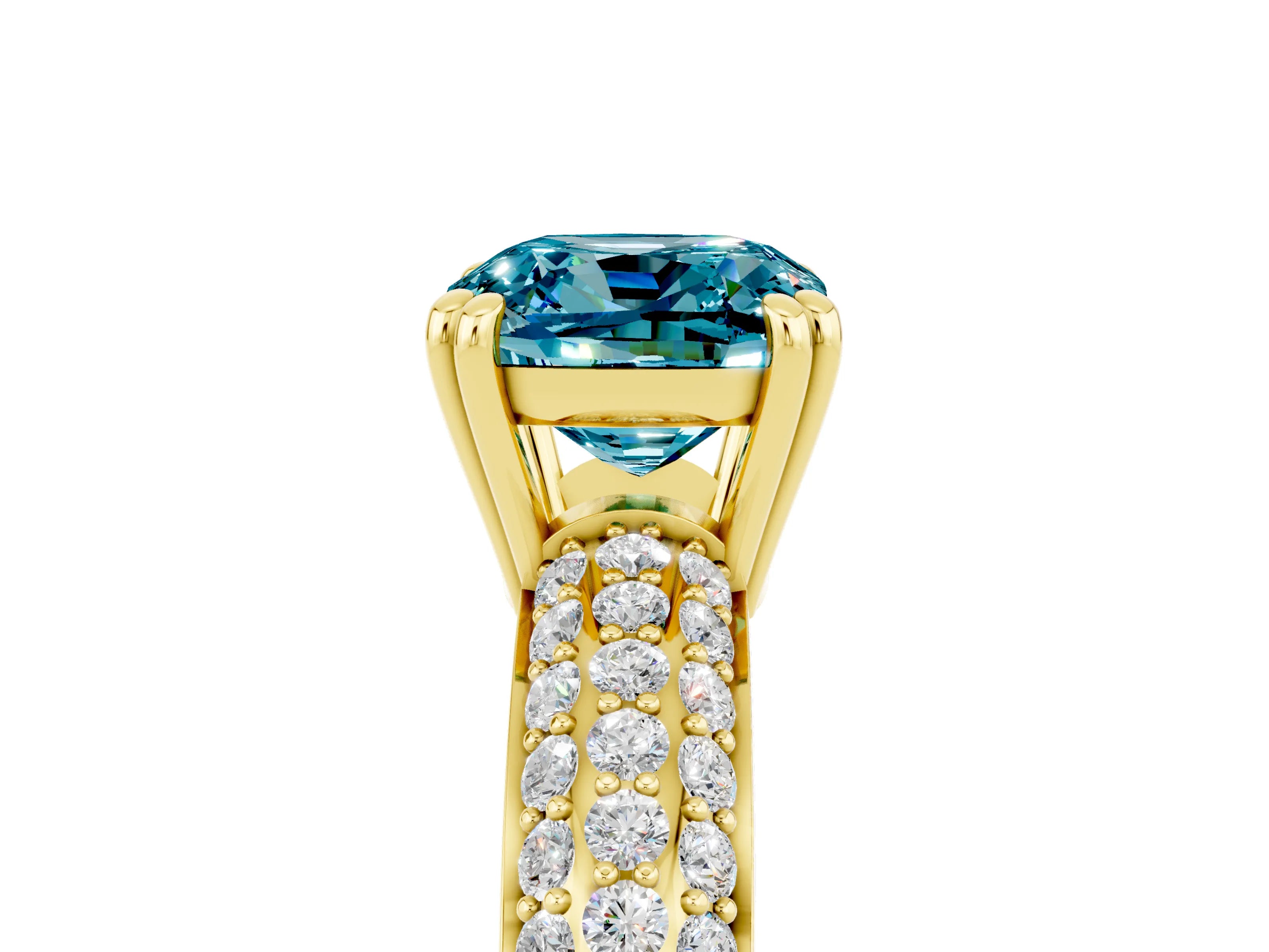 Yellow gold Cushion Cut Cut Diamond Milgrain Marquise Band with Prong Setting_5