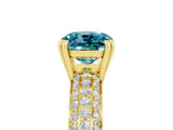 Yellow gold Cushion Cut Cut Diamond Milgrain Marquise Band with Prong Setting_5