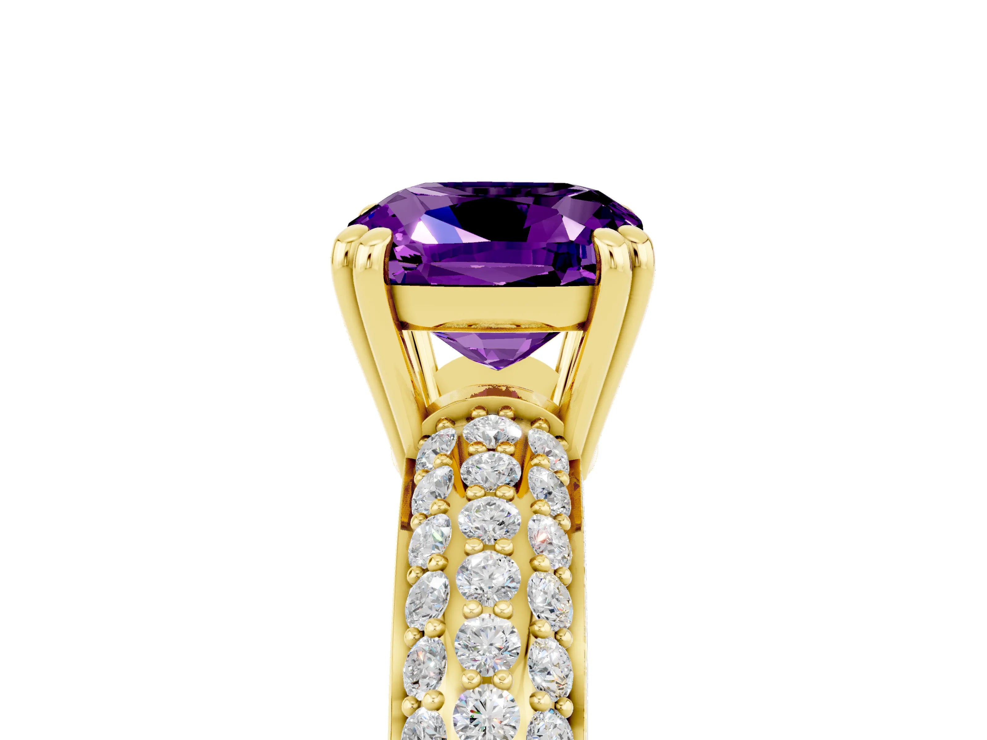 Yellow gold Cushion Cut Cut Diamond Milgrain Marquise Band with Prong Setting_5